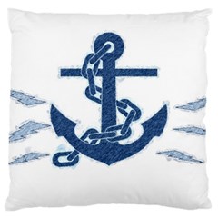 Blue Anchor Oil painting art Large Cushion Case (One Side)