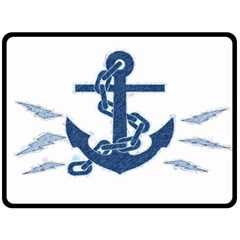 Blue Anchor Oil painting art Double Sided Fleece Blanket (Large) 