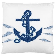 Blue Anchor Oil Painting Art Standard Flano Cushion Case (one Side) by picsaspassion