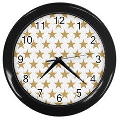 Golden Stars Pattern Wall Clocks (black) by picsaspassion