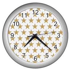 Golden Stars Pattern Wall Clocks (silver)  by picsaspassion