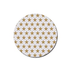 Golden Stars Pattern Rubber Coaster (round) 