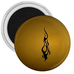 Flame Black, Golden Background 3  Magnets