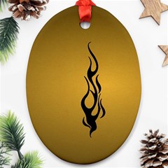 Flame Black, Golden Background Ornament (oval) 