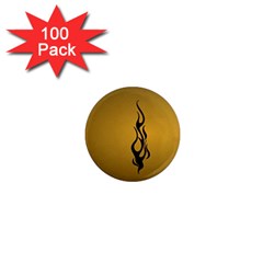 Flame Black, Golden Background 1  Mini Magnets (100 Pack) 