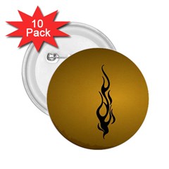 Flame Black, Golden Background 2 25  Buttons (10 Pack) 