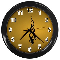 Flame Black, Golden Background Wall Clocks (black)