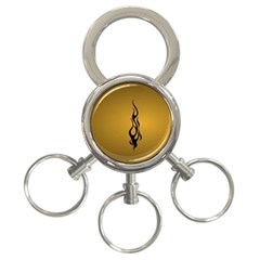 Flame Black, Golden Background 3-ring Key Chains