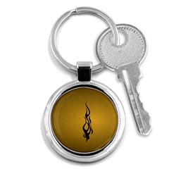 Flame Black, Golden Background Key Chains (round) 