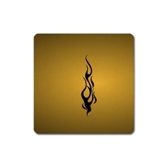 Flame Black, Golden Background Square Magnet by picsaspassion