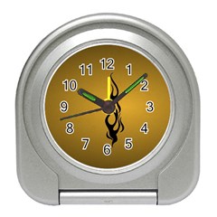 Flame Black, Golden Background Travel Alarm Clocks