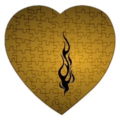 Flame Black, Golden Background Jigsaw Puzzle (heart)