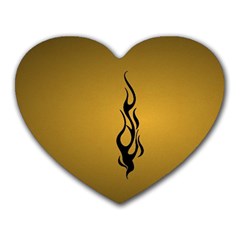 Flame Black, Golden Background Heart Mousepads