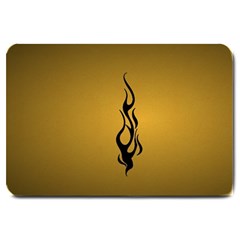 Flame Black, Golden Background Large Doormat 