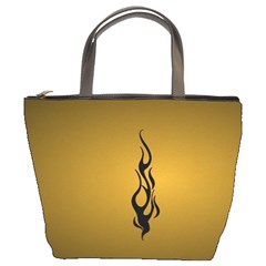 Flame Black, Golden Background Bucket Bags