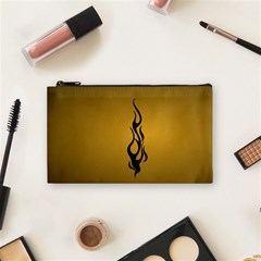 Flame Black, Golden Background Cosmetic Bag (small)  by picsaspassion