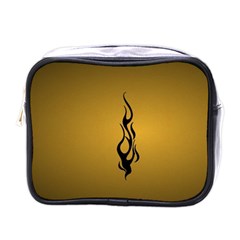 Flame Black, Golden Background Mini Toiletries Bags