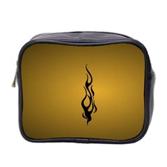 Flame Black, Golden Background Mini Toiletries Bag 2-side by picsaspassion