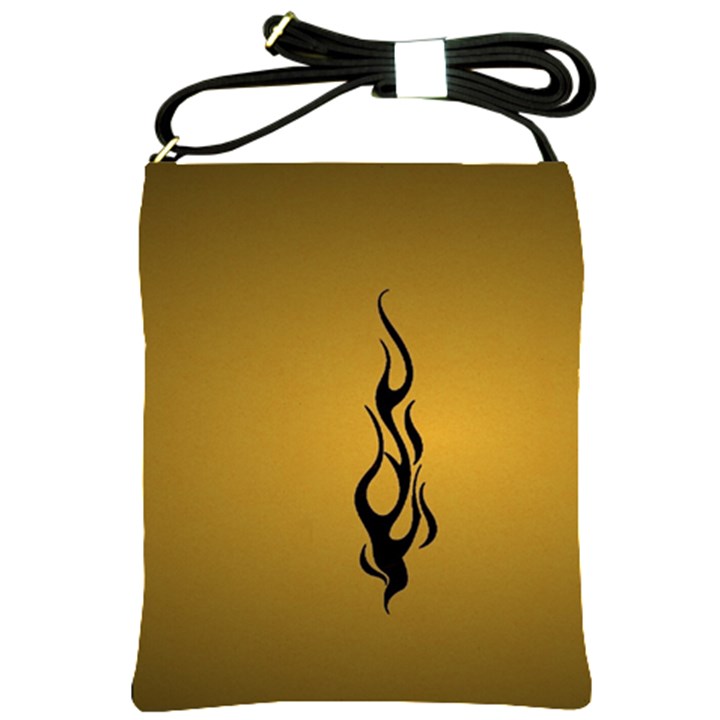 Flame black, golden background Shoulder Sling Bags