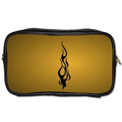 Flame Black, Golden Background Toiletries Bags 2-side