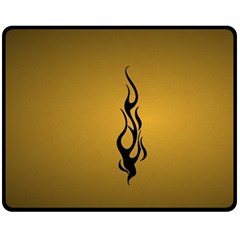 Flame Black, Golden Background Fleece Blanket (medium) 