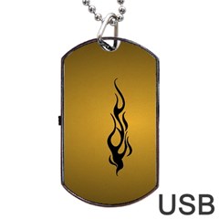 Flame Black, Golden Background Dog Tag Usb Flash (one Side) by picsaspassion