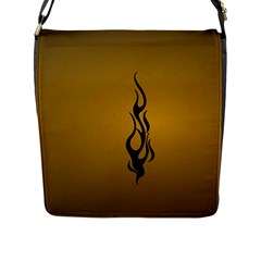 Flame Black, Golden Background Flap Messenger Bag (l)  by picsaspassion