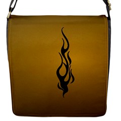 Flame Black, Golden Background Flap Messenger Bag (s) by picsaspassion