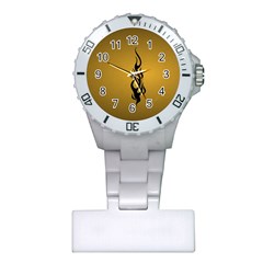 Flame Black, Golden Background Plastic Nurses Watch by picsaspassion