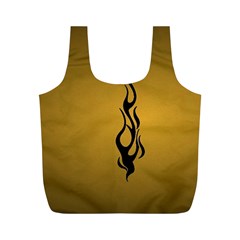 Flame Black, Golden Background Full Print Recycle Bags (m) 