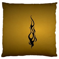 Flame Black, Golden Background Large Flano Cushion Case (two Sides)