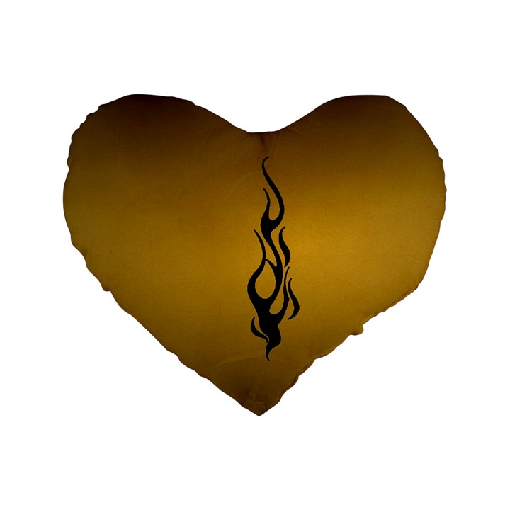 Flame black, golden background Standard 16  Premium Flano Heart Shape Cushions