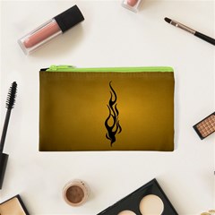 Flame Black, Golden Background Cosmetic Bag (xs)