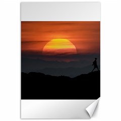 Man Walking At Mountains Landscape Illustration Canvas 12  X 18  