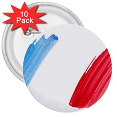 Tricolor Banner France 3  Buttons (10 Pack)  by picsaspassion