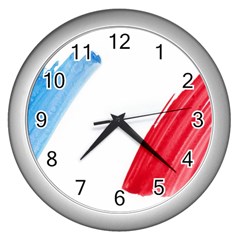 Tricolor Banner France Wall Clocks (silver)  by picsaspassion