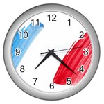 Tricolor banner france Wall Clocks (Silver)  Front