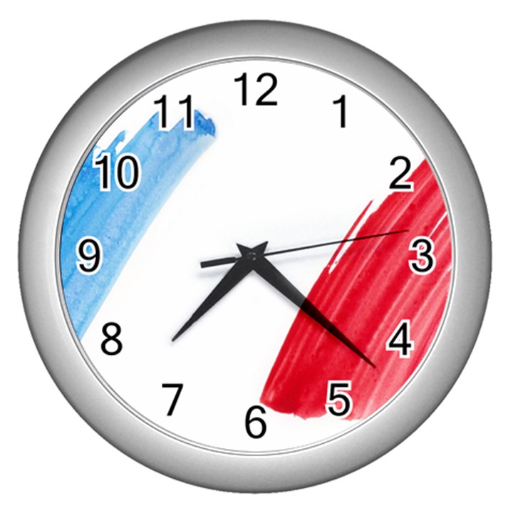 Tricolor banner france Wall Clocks (Silver) 