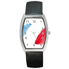 Tricolor Banner France Barrel Style Metal Watch by picsaspassion