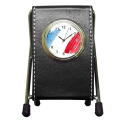 Tricolor Banner France Pen Holder Desk Clocks