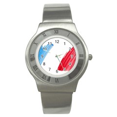 Tricolor Banner France Stainless Steel Watch