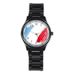 Tricolor banner france Stainless Steel Round Watch Front