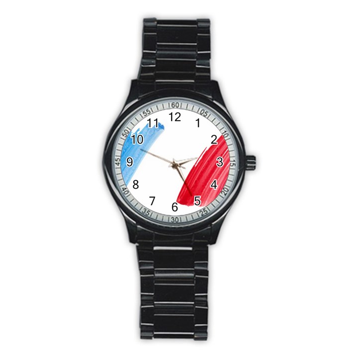 Tricolor banner france Stainless Steel Round Watch