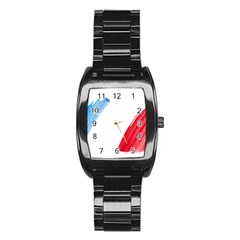 Tricolor Banner France Stainless Steel Barrel Watch