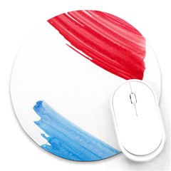 Tricolor Banner Watercolor Painting, Red Blue White Round Mousepads by picsaspassion