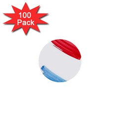 Tricolor Banner Watercolor Painting, Red Blue White 1  Mini Buttons (100 Pack) 