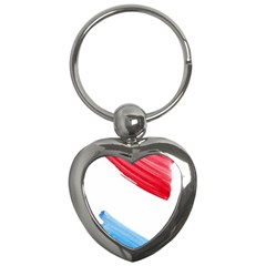 Tricolor Banner Watercolor Painting, Red Blue White Key Chains (heart)  by picsaspassion