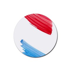 Tricolor Banner Watercolor Painting, Red Blue White Rubber Coaster (round)  by picsaspassion