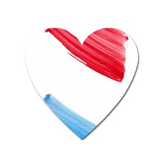 Tricolor Banner Watercolor Painting, Red Blue White Heart Magnet