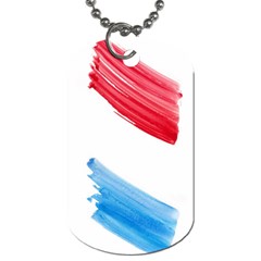 Tricolor Banner Watercolor Painting, Red Blue White Dog Tag (one Side)